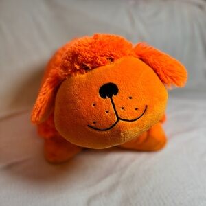 Retired 2012 My Pillow Pets Neonz Bright Orange Shaggy Dog Medium Plush “18 EUC